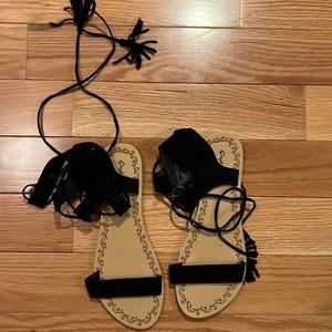 Qupid lace up wrap sandal